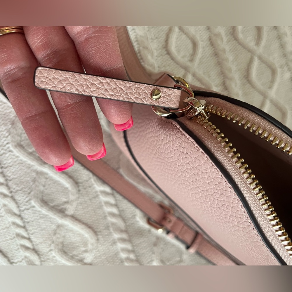 New! Kate Spade Blush Pink Crossbody Bag Zipper Top with Measurements - Picture 7 of 14